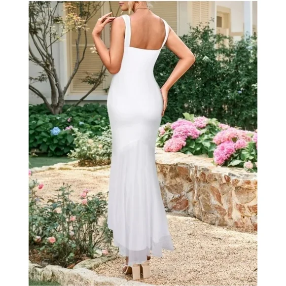 LRADY - Large Sleeveless Ruffle Cocktail Party Maxi Bodycon Dress - Picture 2 of 10